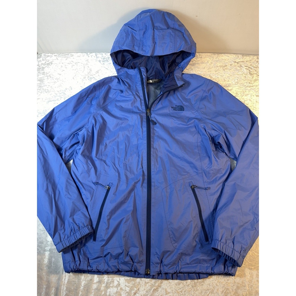 The North Face DryVent Rain Jacket Womens L Blue Hooded Waterproof Hiking